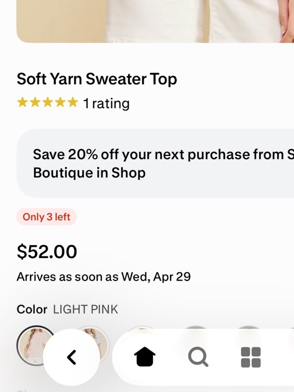 Pinch Soft Pink Short Sleeve Knit Sweater - Picture 3 of 5